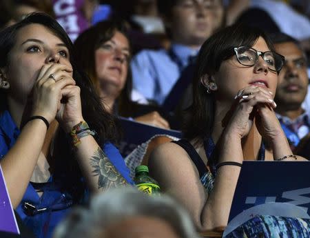 FILE PHOTO - Women listen to U.S. Senator Elizabeth Warren (D-MA) during her speech at the Democratic National Convention in Philadelphia, Pennsylvania, U.S. July 25, 2016. REUTERS/Charles Mostoller/File Photo