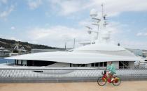 Superyacht Meridian A, formerly registered as Valerie, is docked in Barcelona