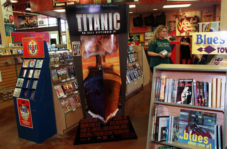 A cutout for "Titanic" in a record store