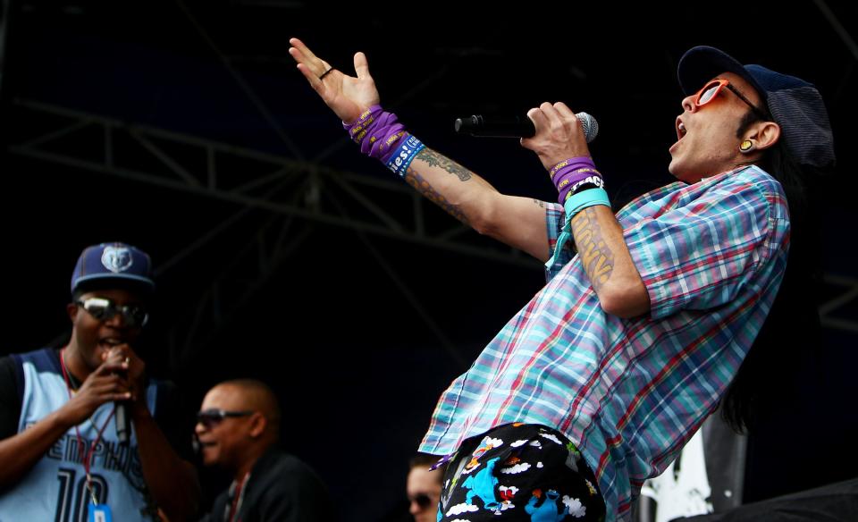 Memphis musician Muck Sticky, right, performs during final day of the 2013 Memphis in May Beale Street Music Festival at Tom Lee Park. Memphis in May has announced Beale Street Music Festival won't be held in 2024.