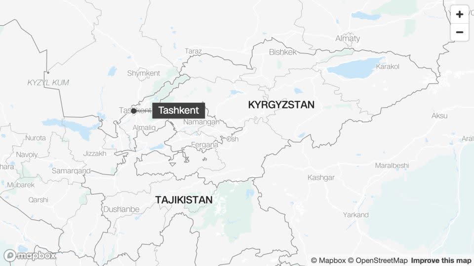 The blast happened at a warehouse close to Tashkent's airport, according to Reuters.  - Mapbox