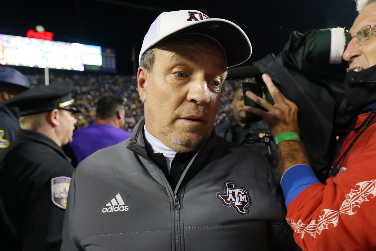 Texas A&M head coach Jimbo Fisher hasn't lived up to his hefty contract five years into the job. (Photo by Jonathan Bachman/Getty Images)