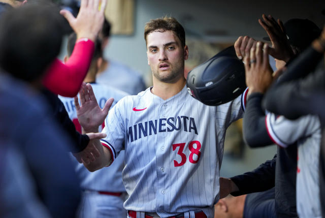 Minnesota Twins' Max Kepler bats during the third inning of a baseball game  against the New York Yankees, Monday, April 24, 2023, in Minneapolis. (AP  Photo/Abbie Parr Stock Photo - Alamy