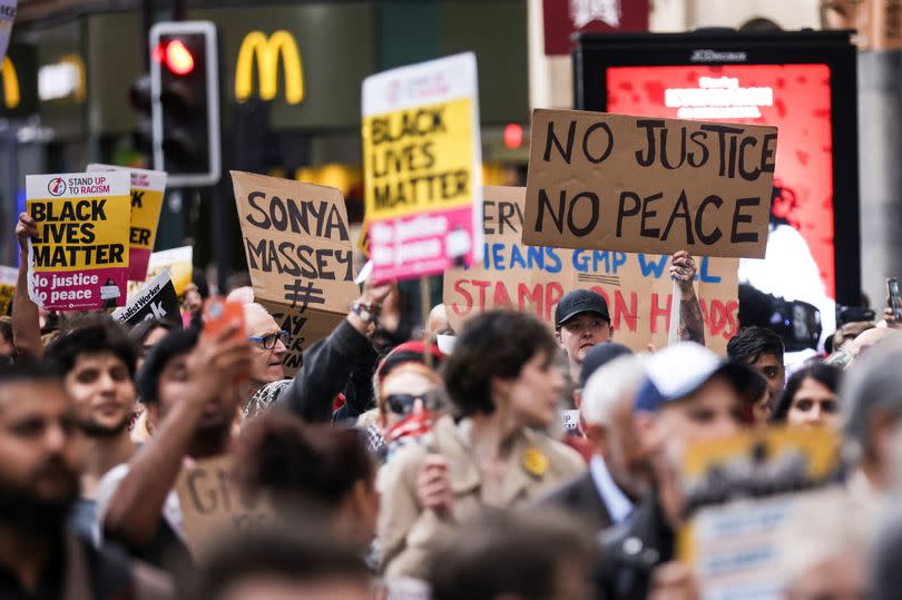 Protesters took to the streets of Manchester city center last week