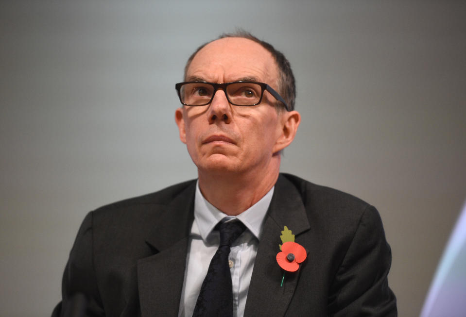 Bank of England deputy Governor for Markets and Banking, Dave Ramsden during the central bank's inflation report press conference in the City of London.