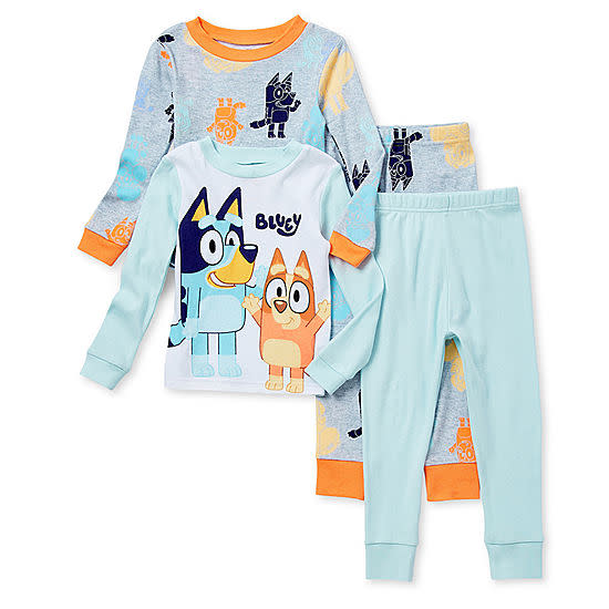 <p><a href="https://go.redirectingat.com?id=74968X1596630&url=https%3A%2F%2Fwww.jcpenney.com%2Fp%2Ftoddler-boys-4-pc-bluey-pajama-set%2Fppr5008341122&sref=https%3A%2F%2Fwww.countryliving.com%2Fshopping%2Fgifts%2Fg45807661%2Ftoddler-gift-ideas%2F" rel="nofollow noopener" target="_blank" data-ylk="slk:Shop Now;elm:context_link;itc:0;sec:content-canvas" class="link ">Shop Now</a></p><p>Bluey Pajama Set</p><p>jcpenney.com</p><p>$17.60</p>