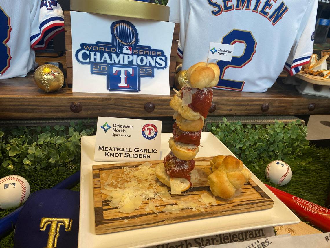 The Texas Rangers’ new meatball sliders combine garlic knots with classic Italian meatballs
