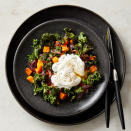 <p>This one-pan hash makes an easy fall dinner or a simple dish for a healthy brunch. You can even poach the eggs ahead of time--slip them into steaming-hot water to rewarm them just before serving. <a href="https://www.eatingwell.com/recipe/276935/kale-roasted-sweet-potato-hash/" rel="nofollow noopener" target="_blank" data-ylk="slk:View Recipe;elm:context_link;itc:0;sec:content-canvas" class="link ">View Recipe</a></p>