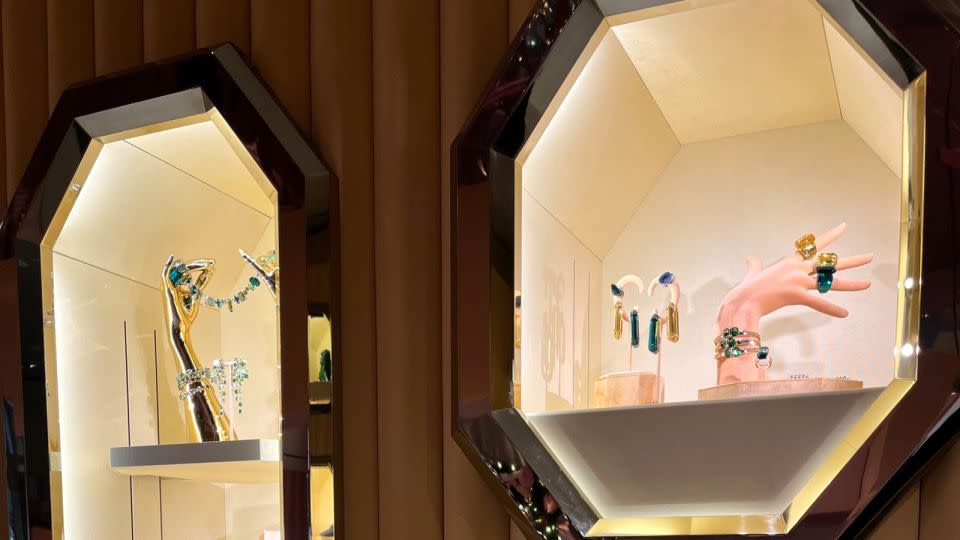 Octagonal display cases, in various sizes, feature throughout the store, showcasing the breadth of Swarovski's product lines. - Alex Rees/CNN
