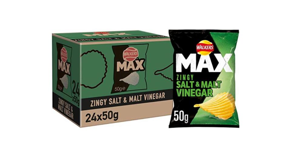 Walkers Max Salt and Vinegar Crisps Case of 24 