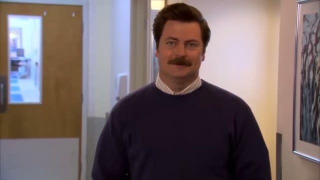 Ron at the hospital in "Parks and Recreation"