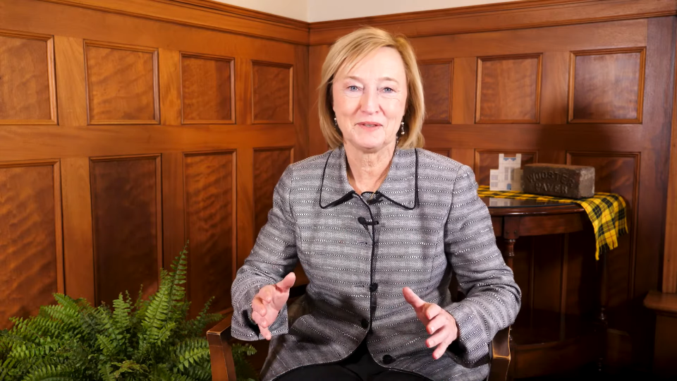 Anne McCall is named the 13th College of Wooster president during a Thursday, Dec. 8, video announcement.