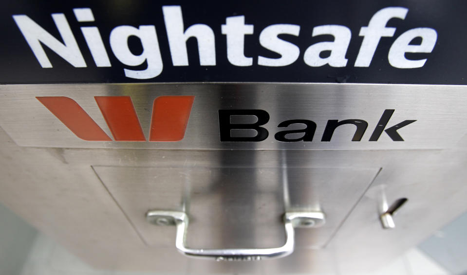 In this Aug. 23, 2010, file photo, a night safe is available at a Westpac branch in Sydney, Australia. Major Australian bank Westpac is facing a potentially massive fine after being accused of 23 million breaches of the anti-money laundering and counterterrorism financing act. (AP Photo/Rick Rycroft, File)