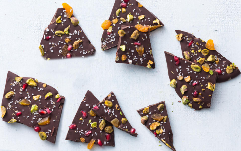 <p>Alison Ashton</p><p>The pistachios and dried cranberries add great color to this chocolate treat.</p><p><strong>Get the recipe: <a href="https://parade.com/614205/alison-ashton/fruit-and-nut-chocolate-bark/" rel="nofollow noopener" target="_blank" data-ylk="slk:Fruit-and-Nut Chocolate Bark;elm:context_link;itc:0;sec:content-canvas" class="link ">Fruit-and-Nut Chocolate Bark</a></strong></p><p><strong>Related: <a href="https://parade.com/846612/melissasperka/20-best-fruit-filled-dessert-recipes/" rel="nofollow noopener" target="_blank" data-ylk="slk:20 Best Fruit-Filled Desserts;elm:context_link;itc:0;sec:content-canvas" class="link ">20 Best Fruit-Filled Desserts</a></strong></p>