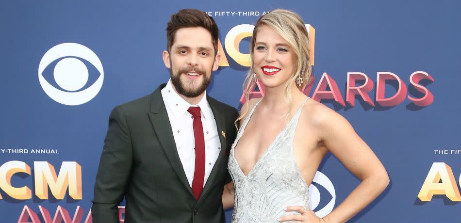 Thomas Rhett and his wife Lauren Akins attend the 53rd Academy of Country Music Awards on April 15, 2018.