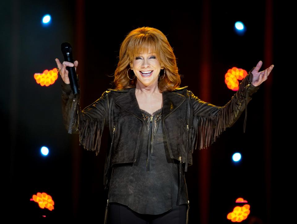 Reba McEntire performs during CMA Fest at Nissan Stadium on Friday, June 9, 2023, in Nashville.