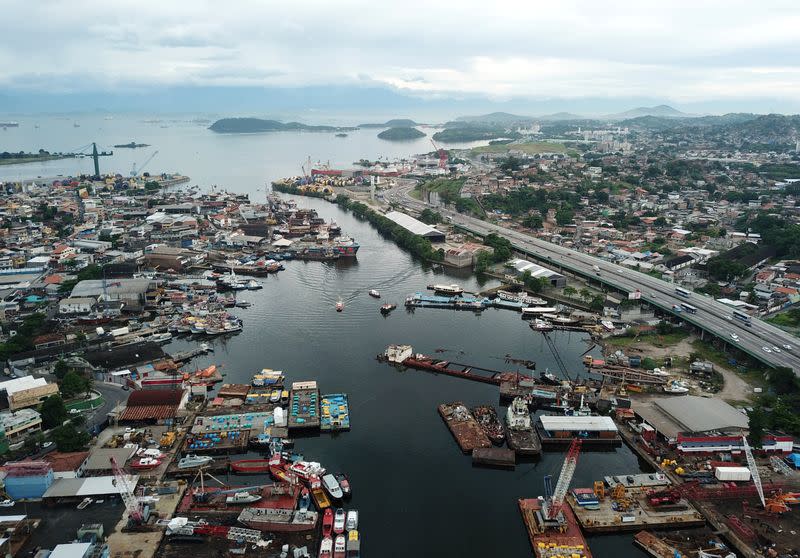 Abandoned ships on the shores of Guanabara Bay in Niteroi, Rio de Janeiro state