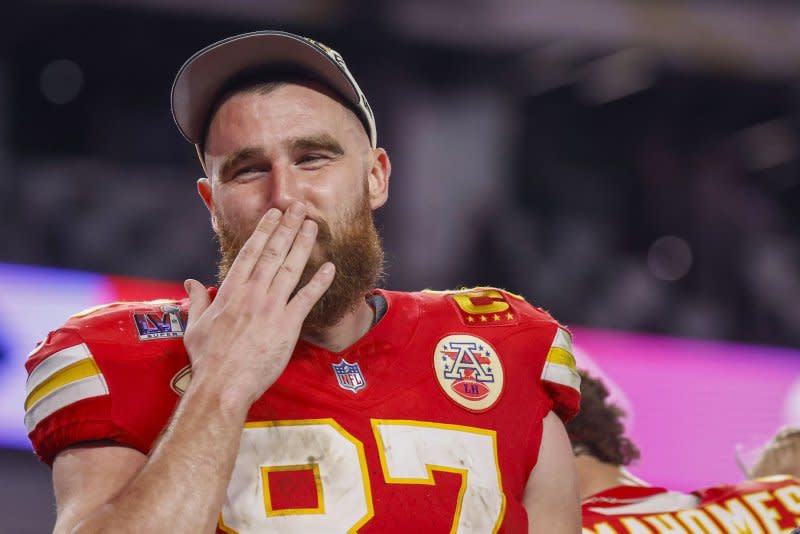 Kansas City Chiefs tight end Travis Kelce is now signed through 2025. File Photo by John Angelillo/UPI