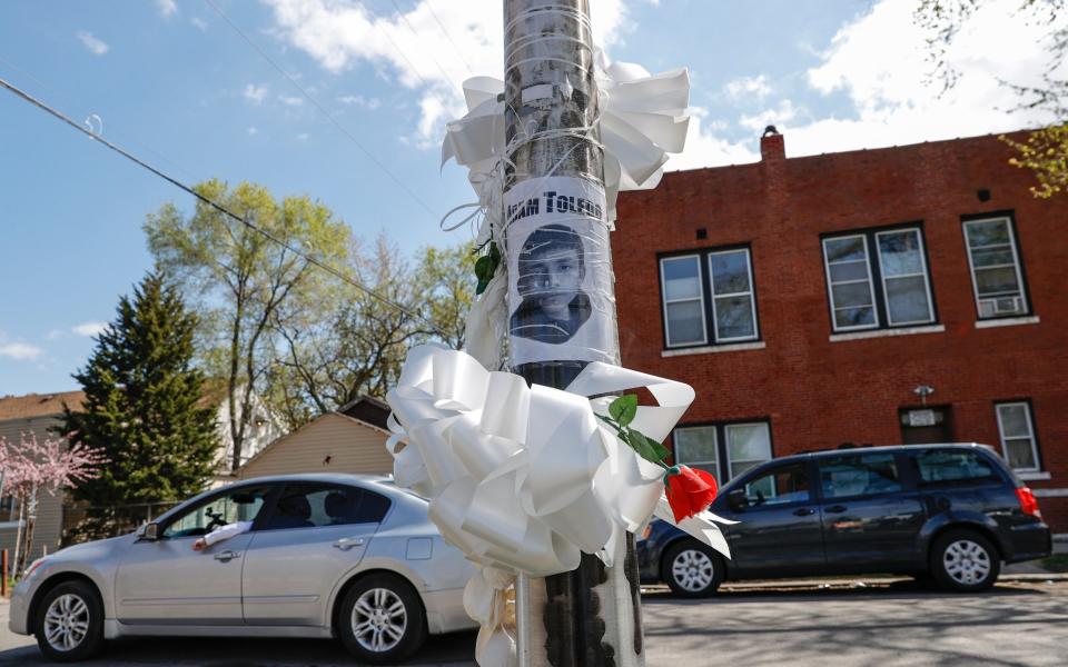 A small memorial to 13-year-old Adam Toledo who was killed in the Little Village neighbourhood of Chicago - Getty