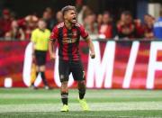 Dec 8, 2018; Atlanta, GA, USA; Atlanta United forward Josef Martinez (7) reacts against the Portland Timbers in the second half in the 2018 MLS Cup championship game at Mercedes-Benz Stadium. Mark J. Rebilas-USA TODAY Sports