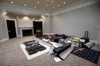 <p>Construction materials and equipment are seen staged inside the historic Roosevelt Room in the West Wing during renovations at the White House in Washington, Aug.11, 2017. (Photo: Jim Bourg/Reuters) </p>