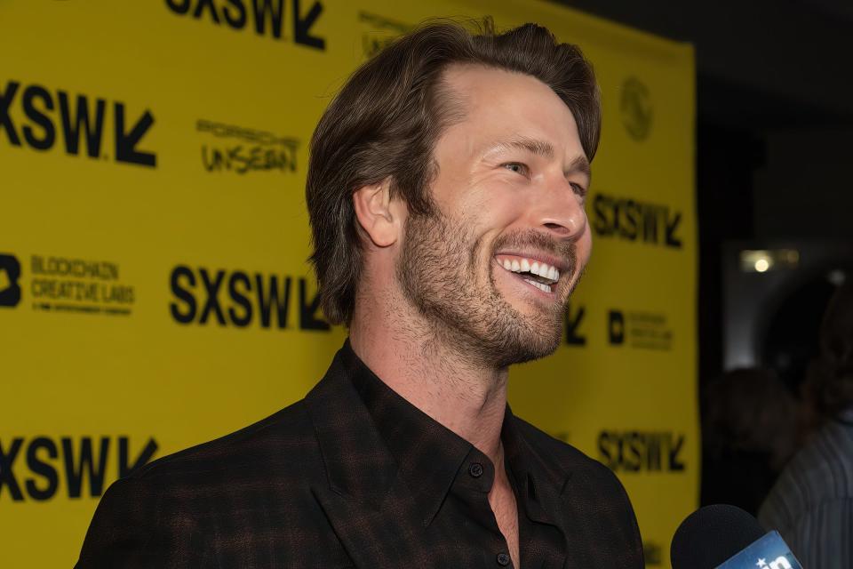 Glen Powell attends the "Apollo 10 1/2: A Space Age Childhood" premiere during the SXSW Film Festival on March 13, 2022, at the Paramount Theatre.