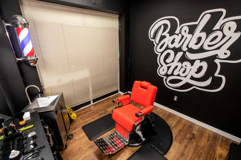 The barber room in the Lakeland headquarters of the Worth and Purpose ministry reflects co-founder Travis Settineri's previous career as a barber. He and his wife, Amber, created a nonprofit, which is focused on helping homeless people.