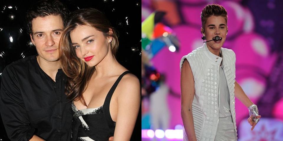 Orlando Bloom, Miranda Kerr, and Justin Bieber