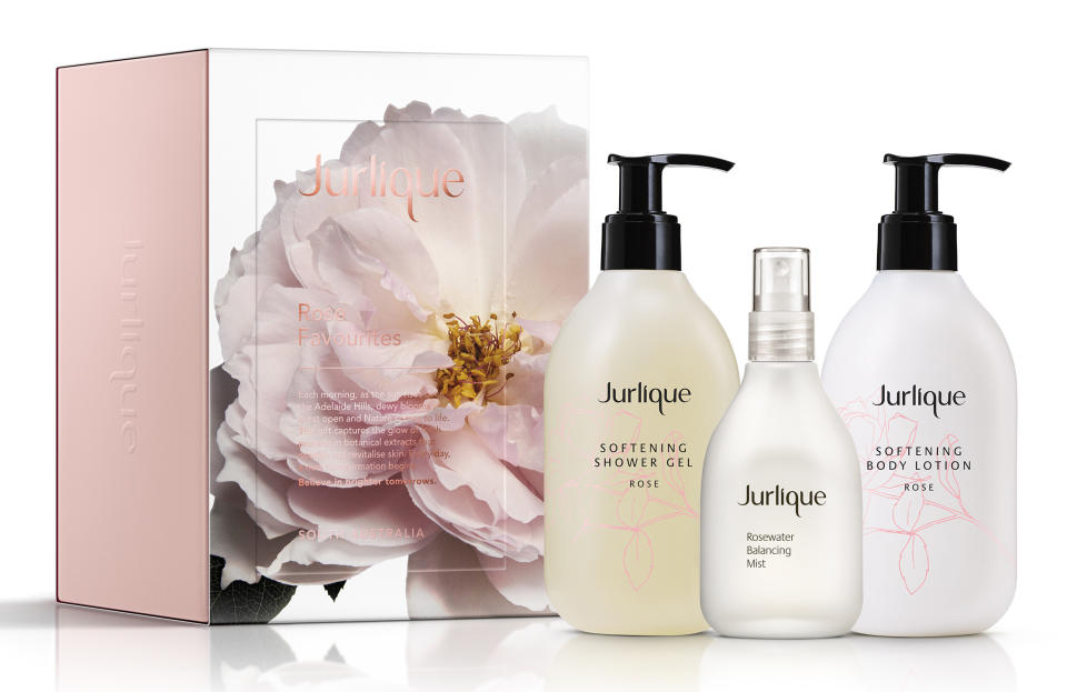 <p>If you want to smell of roses, look no further than the $99 Jurlique Rose Favourites. Available from <a rel="nofollow noopener" href="https://www.myer.com.au/p/jurlique-jurlique-rose-favourites-set" target="_blank" data-ylk="slk:Myer;elm:context_link;itc:0;sec:content-canvas" class="link ">Myer</a> </p>