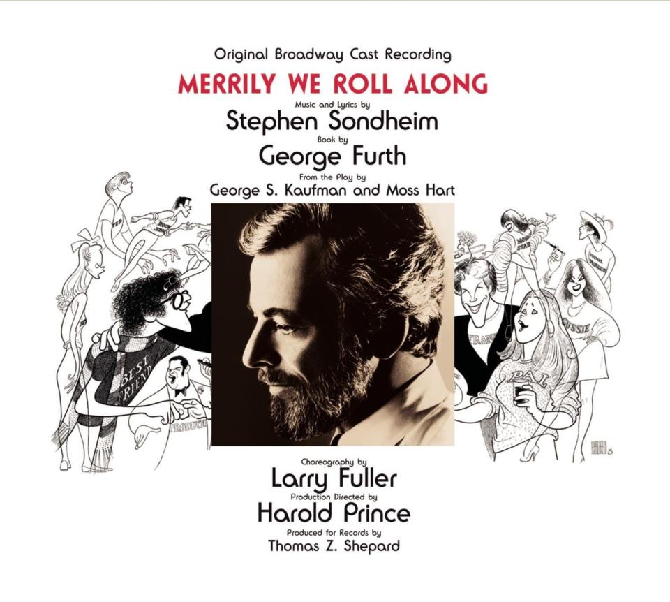 The cover image of the original cast recording of the short-lived Stephen Sondheim musical “Merrily We Roll Along.”