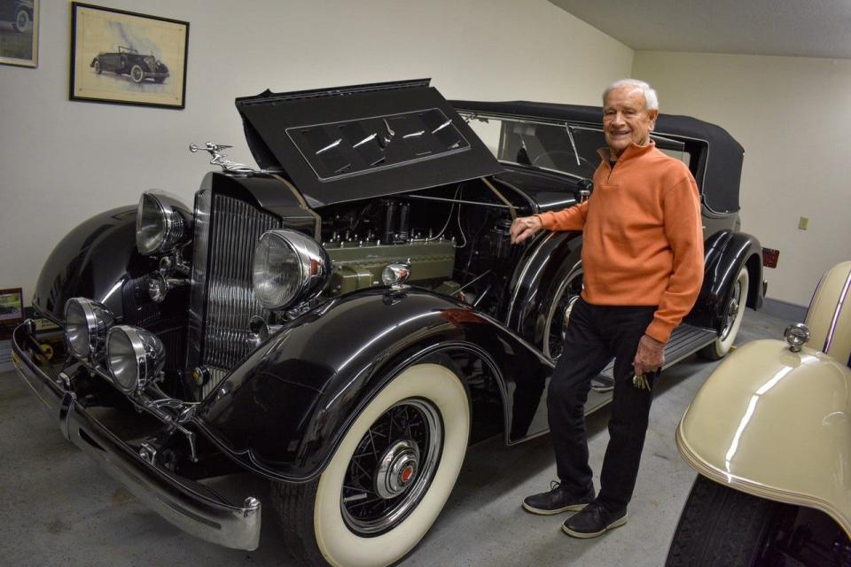 Ernst Hillenbrand said that growing up during World War II forced him to mature quickly, leaving him with the belief that he could learn to do anything. He learned to excel at ballet, build houses, fly planes, and restore antique cars, like this 1934 Packard. All of his restoration car projects won national awards for excellence.