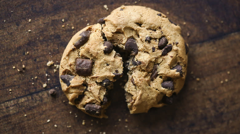 Broken chocolate chip cookie