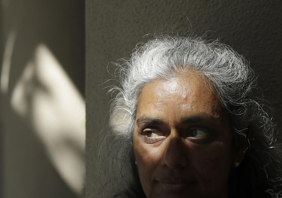 In this July 25, 2018 photo, Kalyanaraman Shankari poses for photos in Mountain View, Calif. An Associated Press investigation shows that using Google services on Android devices and iPhones allows the search giant to record your whereabouts as you go about your day. Shankari, a graduate researcher at UC Berkeley who connects commuting patterns with urban planners, noticed that her Android phone prompted her to rate a shopping trip to Kohl’s. That happened even though she had turned off Google’s “location history” setting, which according to the company should prevent it from remembering where a user has been. (AP Photo/Jeff Chiu)