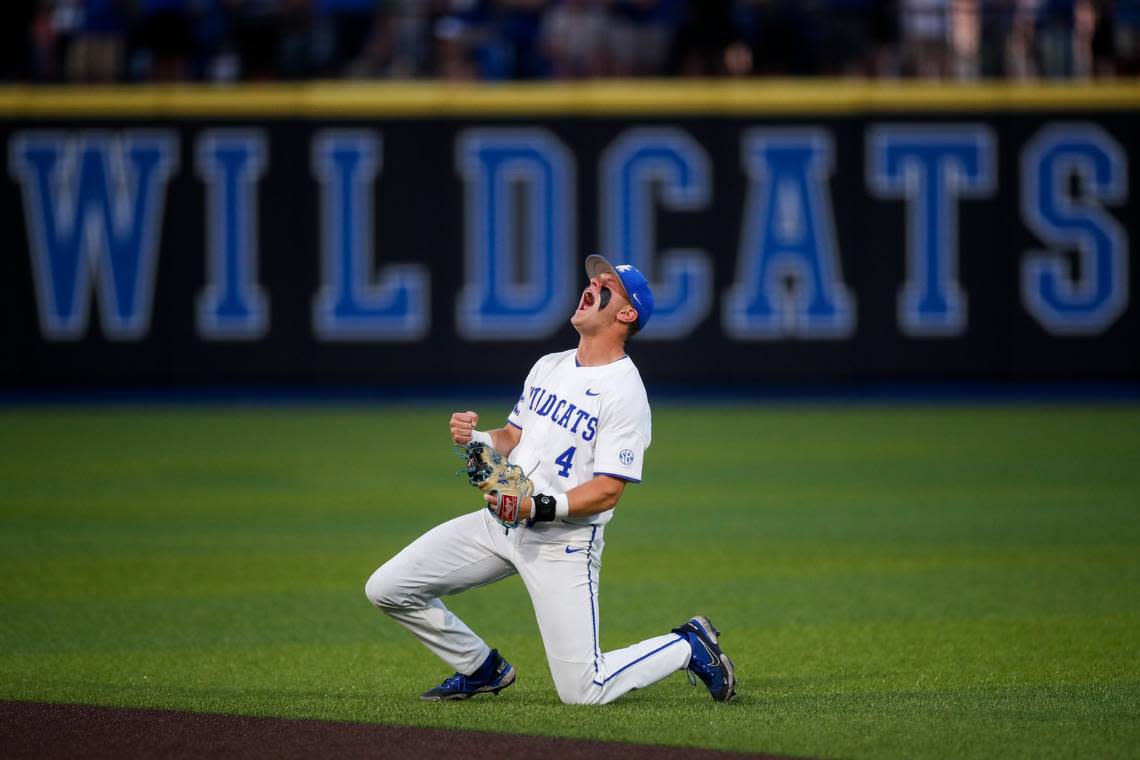 Kentucky second baseman Èmilien Pitre drove in three runs during the Wildcats’ NCAA Tournament regional in Lexington. Silas Walker/swalker@herald-leader.com