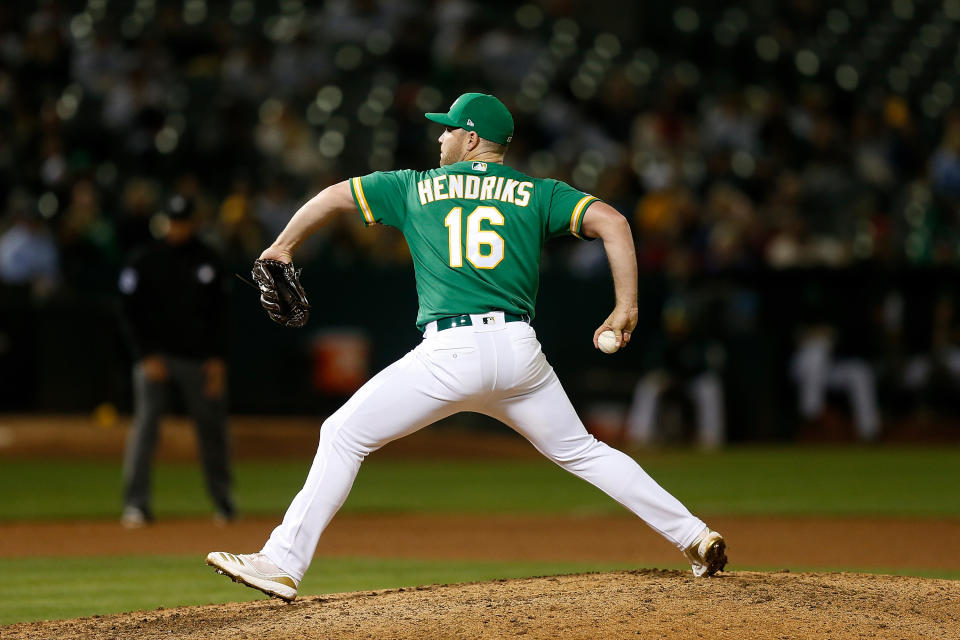 Liam Hendriks #16 of the Oakland Athletics 