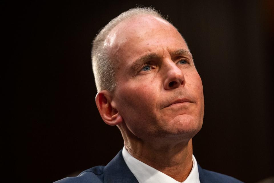 Boeing Company President and Chief Executive Officer Dennis Muilenburg appears before a Senate Transportation Committee hearing on 'Aviation Safety and the Future of Boeing's 737 MAX' on Capitol Hill in Washington, Oct. 29, 2019.