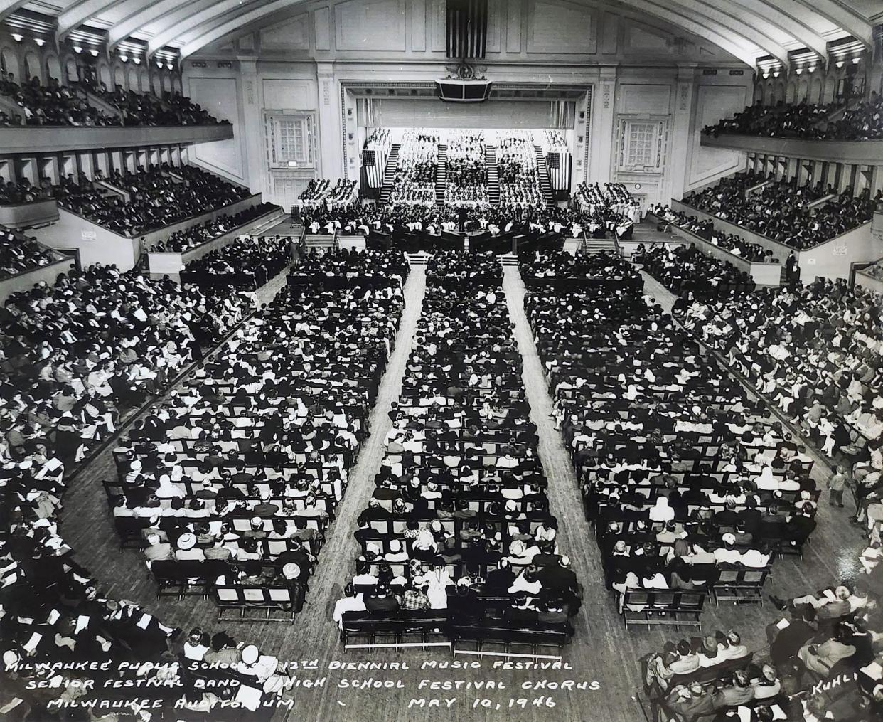 A photo from 1946 shows MPS' Biennial Music Festival. The first festival was in 1924. The district will be celebrating 100 years of festivals this May.