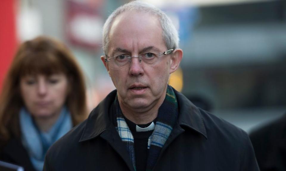 The archbishop of Canterbury, Justin Welby, arrives at Pocock Street tribunal hearing centre in London