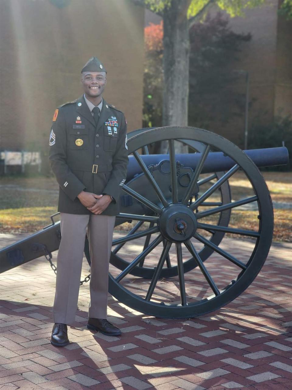 Sgt. 1st Class Christopher stands for a photo following senior leader course graduation October 2022, Fort Gregg-Adams, Virginia. (Courtesy)