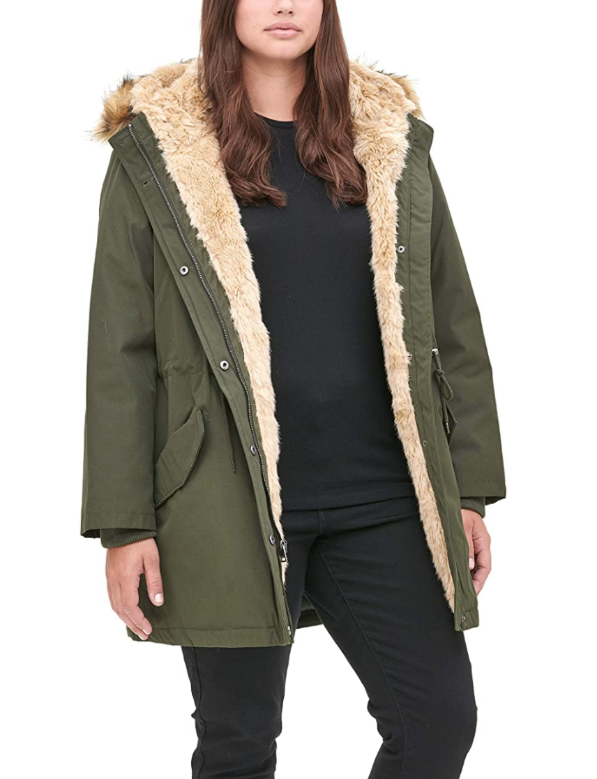 6) Faux-Fur-Lined Hooded Parka Jacket