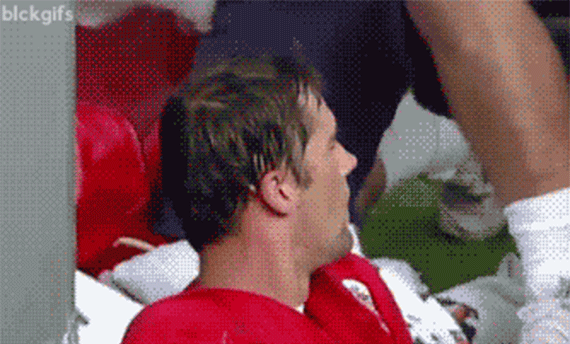 <a href="http://giphy.com/gifs/fail-football-nfl-epdsFE0Q4uFzi?utm_source=iframe&utm_medium=embed&utm_campaign=tag_click" target="_blank">Matt Cassel</a> trying to look smooth after forgetting how to put on a hat.