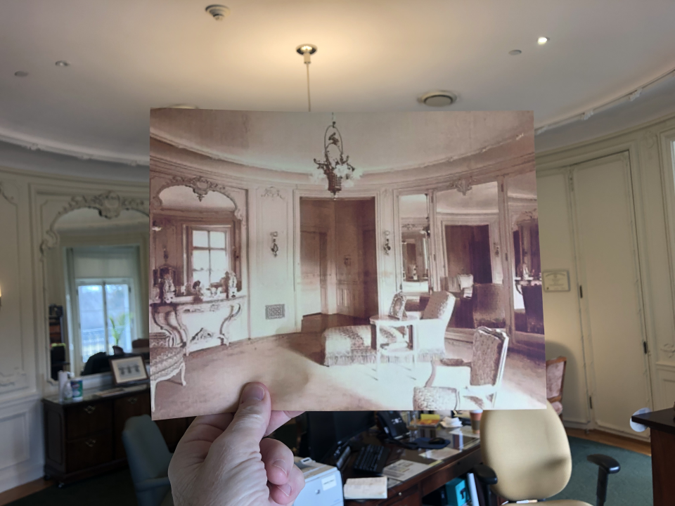 The office of Kurt W. Wagner, librarian of Monmouth University's Murry and Leonie Guggenheim Memorial Library in West Long Branch, was once the sitting room of Leonie Guggenheim. She and her husband used  it as their summer home.