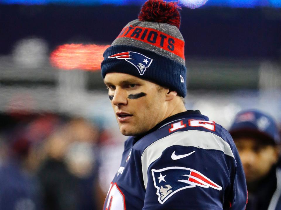 Tom Brady looks on from the Patriots sideline during a game in 2016.