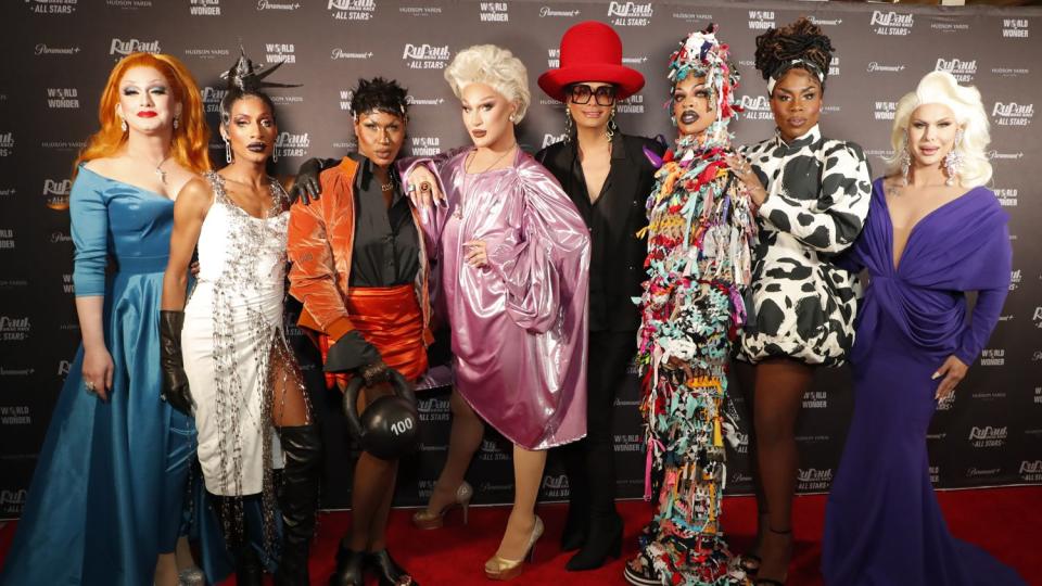 Jinkx Monsoon, Jaida Essence Hall, Shea Couleé, The Vivienne, Raja, Yvie Oddly, Monét X Change, and Trinity the Tuck attend RuPaul's Drag Race All Stars 7 Premiere screening + panel discussion St Hudson Yards