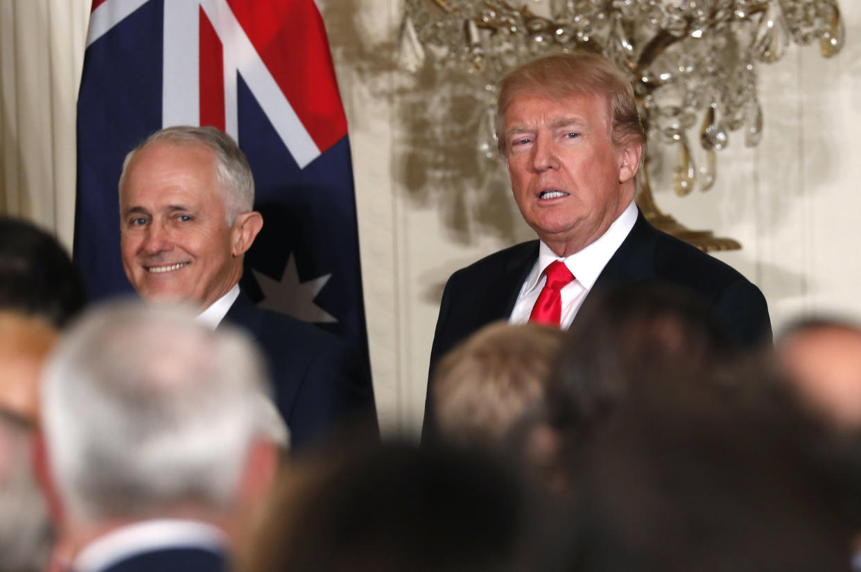 Australian Prime Minister Malcolm Turnbull (left) and President Donald Trump at the White House on February 23, 2018. (Photo: Jonathan Ernst / Reuters)