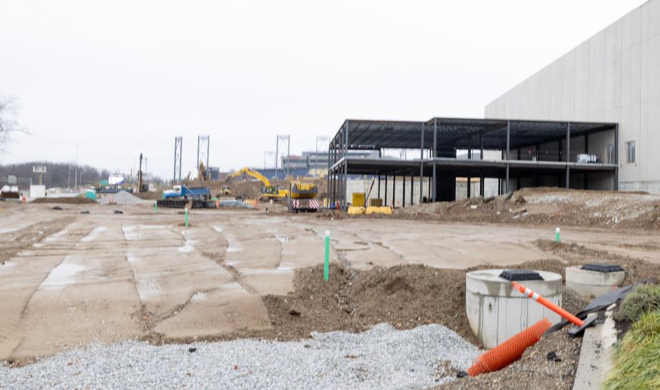 This is a view of the water park project at the Hall of Fame Village looking south from Fulton Road NW near the Pro Football Hall of Fame.