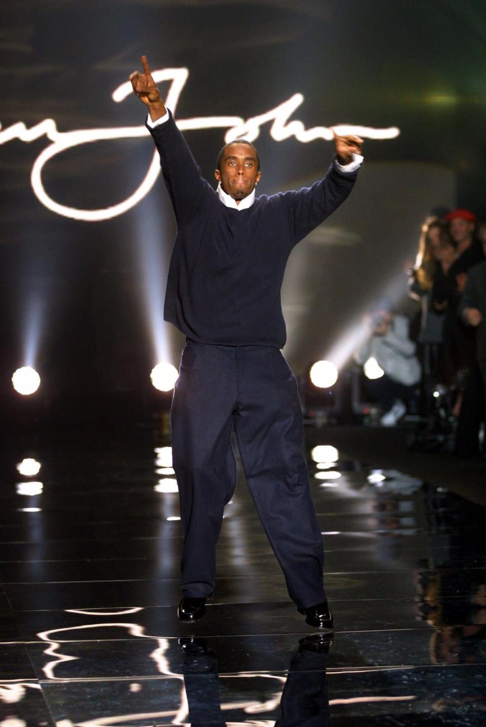 Sean 'Diddy' Combs greets crowd after his Sean John fashion show.