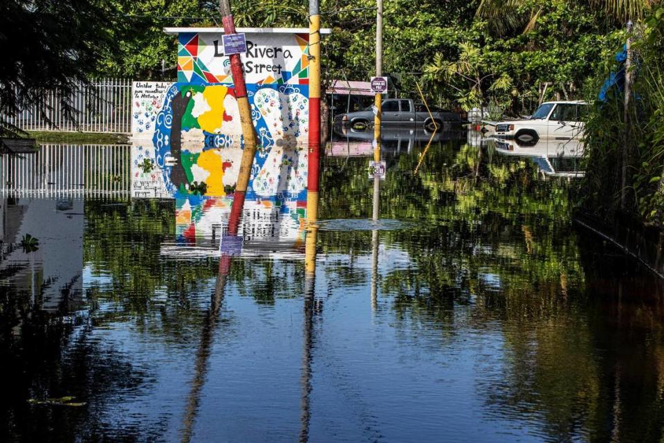 View of “La Rivera Street” flooded caused by Hurricane Fiona’s heavy rain that flooded the Miñi Miñi neighborhood in the town of Loíza on the northeastern coast of Puerto Rico as the hurricane passed by the island on Monday September 18, on Wednesday, September 21, 2022.