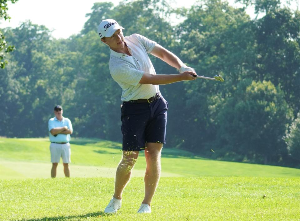 Ben Carpenter, a 22-year-old rising junior from Yale and GlenArbor member, had a two-shot lead until a double-bogey four holes into the final round of the 100th New York State Amateur. He closed with a 74 and finished two shots back at Wykagyl Country Club on August 9, 2023.