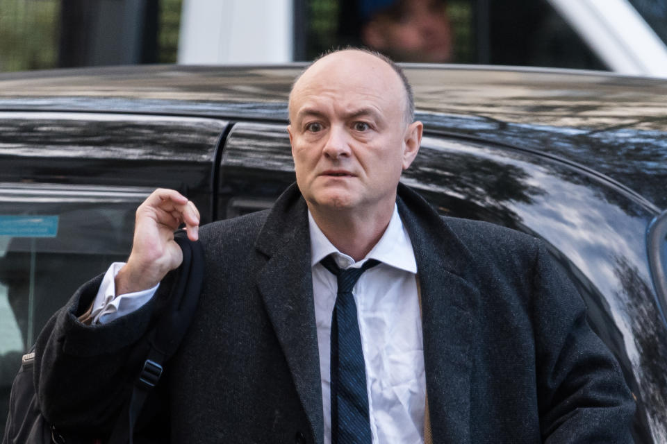 LONDON, UNITED KINGDOM - OCTOBER 31: Dominic Cummings, former adviser to Prime Minister Boris Johnson, arrives at Dorland House to give evidence to the COVID Inquiry in London, United Kingdom on October 31, 2023. The inquiry, chaired by Baroness Heather Hallett, has been set up to examine the UK's response to and impact of the Covid-19 pandemic with Module 2 focused on core political and administrative decision-making by the Prime Minister and the Cabinet between early January 2020 and February 2022. (Photo by Wiktor Szymanowicz/Anadolu via Getty Images)